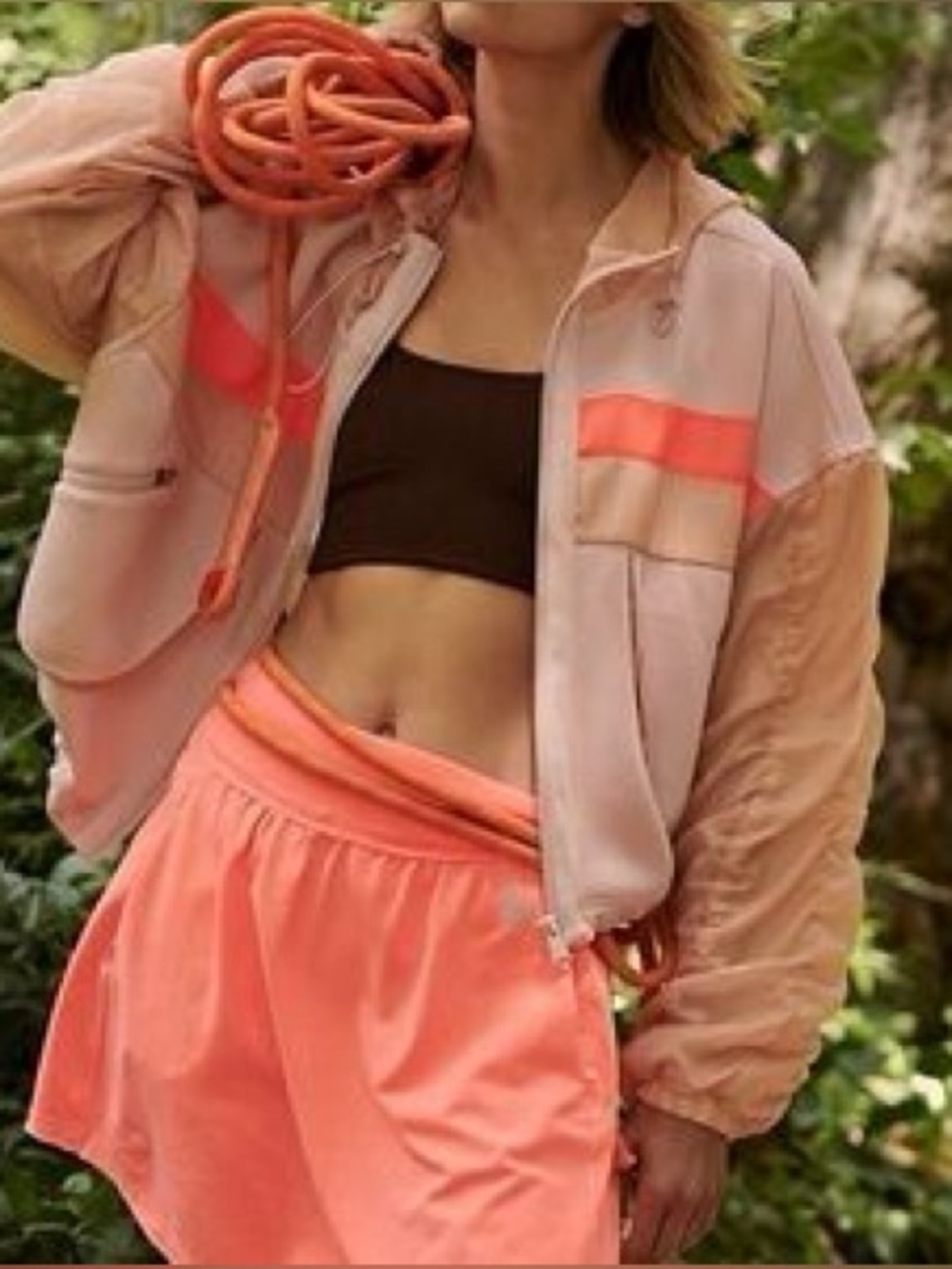 Free People Movement M Summer Breeze Sweat Pink Sheer Casual Active Jacket